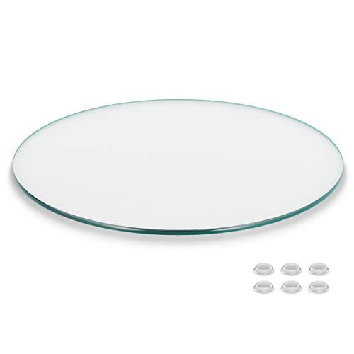 The Better Bevel 24 inch Round Glass Table Top - Clear Tempered Glass Surface Protector - Safe Pencil Polished Edge - Coffee Dining and End Table