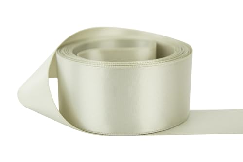 Image of Ribbon Bazaar Double Faced Satin - Premium Gloss Finish - 100% Polyester Ribbon for Gift Wrapping, Crafts, Scrapbooking, Hair Bow, Decorating & More - 5 /8 inch Platinum 50yd Spool