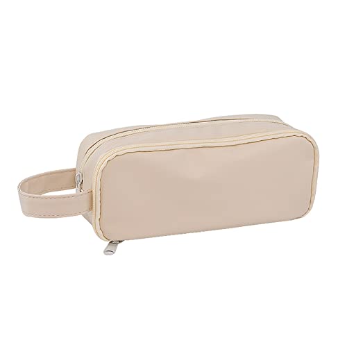 JIHUOO Large Capacity Pencil Case Bag PVC Pencil Pouch Double Layered Pen Bag Aesthetic Pen Pouch Toiletry Bag School Supplies White - Image 4