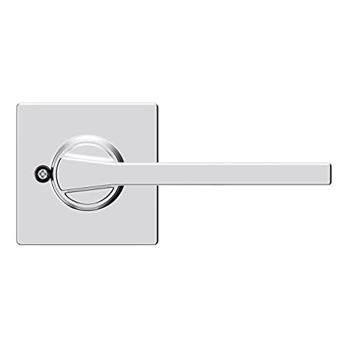 Image of Kwikset Casey Dummy Door Handle, Single Sided Lever for Closets, French Double Doors, and Pantry, Polished Chrome Non-Turning Reversible Interior Push /Pull Lever (Pack of 2)