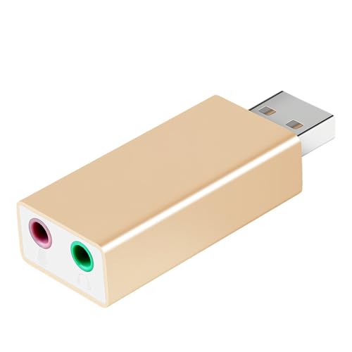 YUGSHNKFC USB to Headphone and Microhpone Adapter External Sound Card Enhances Auditory On PC and Laptops