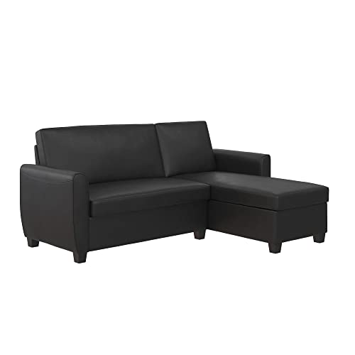 Dhp Collin Functional Sectional Sofa Bed With Extra Storage Space, Twin, Black Faux Leather #TOP6