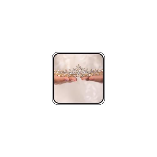 JWICOS Gold Wedding Tiara for Brides Flower and Leaves Hair Accessories for Women and Prom Party