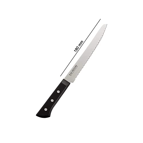 Kai Hocho Premium Bread Kitchen Knife for Slicing Cakes, Bread and Pastries (Stainless Steel, Black & Silver)