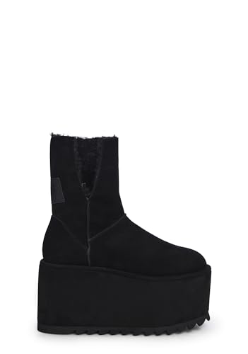 Dolls Kill Atmosphere Fleece Lined Suede Platform Boots by DARKER WAVS – Winter Boots with Cozy Fleece & Tread