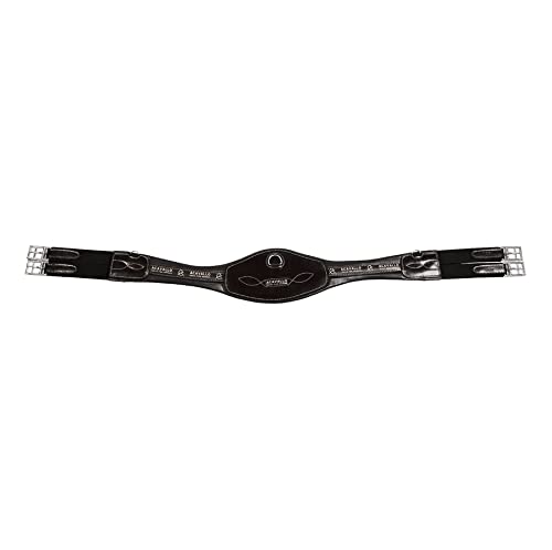 Acavallo Anatomiczny długi pasek skóra cielęca + nylon, kolor: czarny, długość: 120