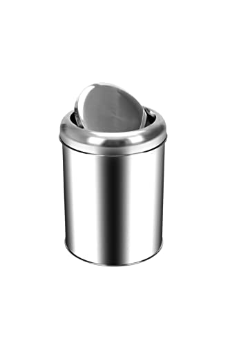 Premium Serisi Pratik Döner Kapaklı 5 L Mutfak/Banyo Çöp Kovası Paslanmaz Krom, 5l
