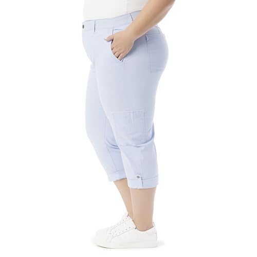 Gloria Vanderbilt Women's Cargo Capri Tab Roll Cuff with Zip Front and Elastic Waist Standard