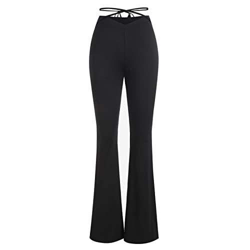 ZAFUL Women's Midriff Flossing Flare Pants Wide Leg Long
