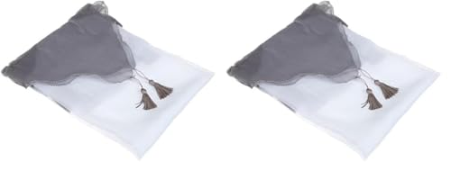 Douceur d'Intérieur, Paire de Voilages à Passants (2 x 60 x 90 cm) Duo Blanc/Gris, Voile Bicolore (Lot de 2)