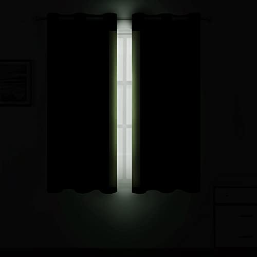 Image of LEMOMO Light Green Blackout Curtains 38 x 54 Inch Length /Set of 2 Curtain Panels /Thermal Insulated Room Darkening Blackout Curtains for Bedroom