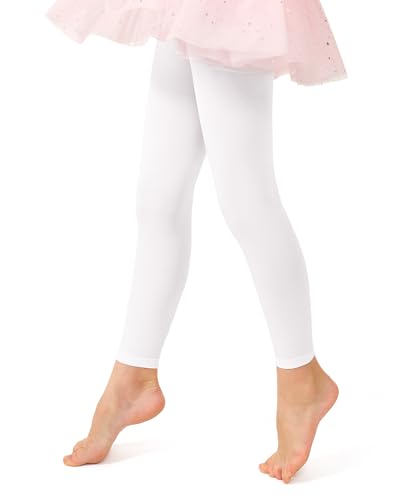 Stelle Girls Footless Tights Ultra Soft Dance Tights for Ballet Gymnastics School (Toddler/Little Kid/Big Kid)(White XXS)