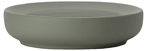 Image of ZONE DENMARK Nova Porcelain Soap Dish with Sophisticated Simplicity Soft Touch Coating - Elevate Your Bathroom Decor, Practical Design, Style and Functionality- (Olive Green)