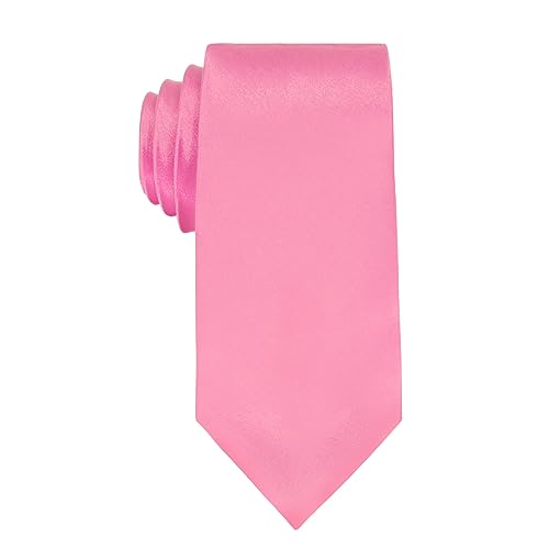 Image of Luckyvestir Mens Tie Solid Satin Neck Ties 3.15'' Formal Necktie for Wedding Business Christmas Father's Valentine's Day Gift