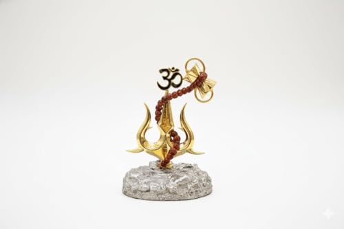 Image of Trishul with Damru Standing Decorative Showpiece Statue murti for Car Dashboard Pooja, Decoration, Temple, Home Decor 4 inch, Resin, Religious