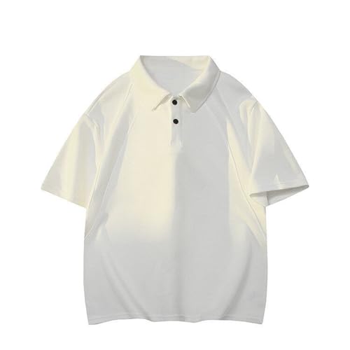 Men's Striped Polo Shirt Loose Fit Short Sleeve Casual Golf Tennis Tops Button Up V Neck Summer Tees