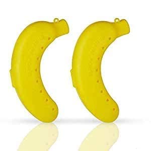 DOVEAZ Tara Plastic Banana Case - Portable Food Storage Container for School Kids, Yellow (2 Pack)