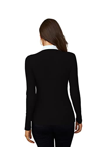 WOSALBA Womens Polo Shirts Fall Clothes for Women Lapel Collared V Neck Long Sleeve Tee Shirt4