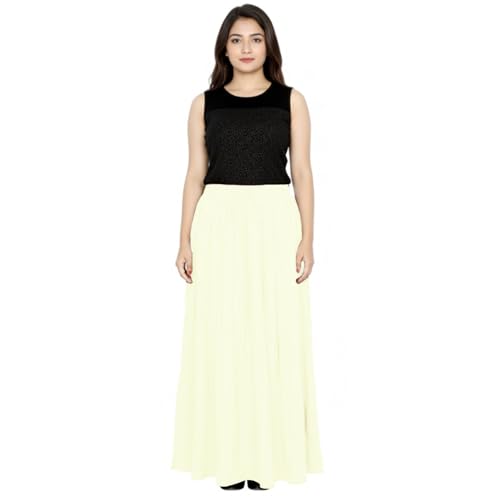 Image of Sttoffa Women Solid Color Maxi Plain Cotton Full Length White Skirt 40 inch Long Cotton Long Skirt