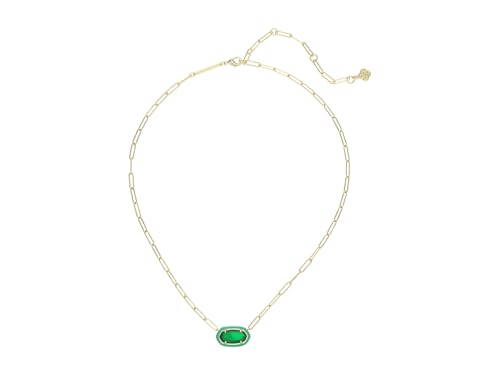 Kendra Scott, Women's, Elisa Enamel Frame Paperclip Necklace, Gold Emerald Illusion, One Size2
