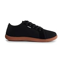 Men’s Lightweight Casual Shoes | Breathable Knit or Canvas Upper with TPR Sole – Comfort Everyday Lace-Up Trainers (Canvas Black, UK9)