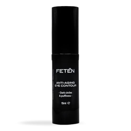 FETEN Soin Contour des Yeux Homme - Crème Anti-Cernes à Effet Immédiat ontre Poches et Cernes foncés, Sérum Anti-Rides Vitamine C, Traitement Dépigmentant 15ml (Lot de 1)