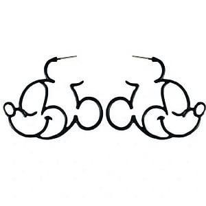 Silver Plated Black Gold Hidden Mouse Drop Earrings Cute Bow Detail Women Dangle Earring Large Hoop Earrings