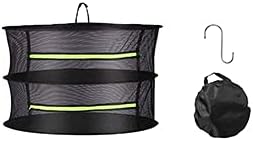 NAMOTEK Herb Drying Rack 2 Layer Drying Net Hanging Dryer Black mesh with Zipper (D24xH18inch)