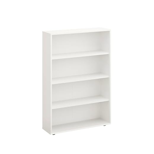KOMTO Regal 80 cm breit Weiß - Bücherregal mit 4 Ebenen und Höhenverstellbare Regale, Standregal, Aufbewahrungsregal | Bookshelf Lumo 80 x 120 x 24 cm (BxHxT)