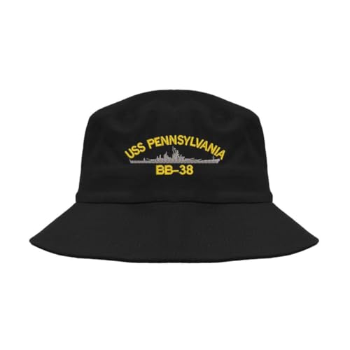 USS Pennsylvania BB 38 Military Embroidered Bucket hat Black