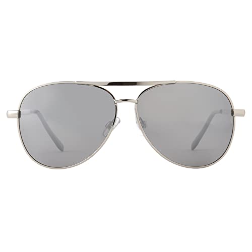 Panama Jack Men's Polarized Mirror Aviator Sunglasses, Shiny Silver, 533