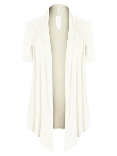 Image of MixMatchy Women's Lightweight Short Sleeve Draped Open Front Cardigan Vest