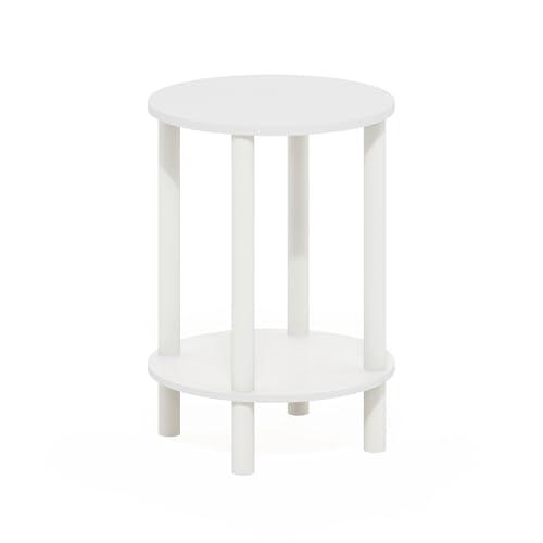 Furinno Turn-N-Tube Toolless 2-Tier Round Side Table, White - image 5