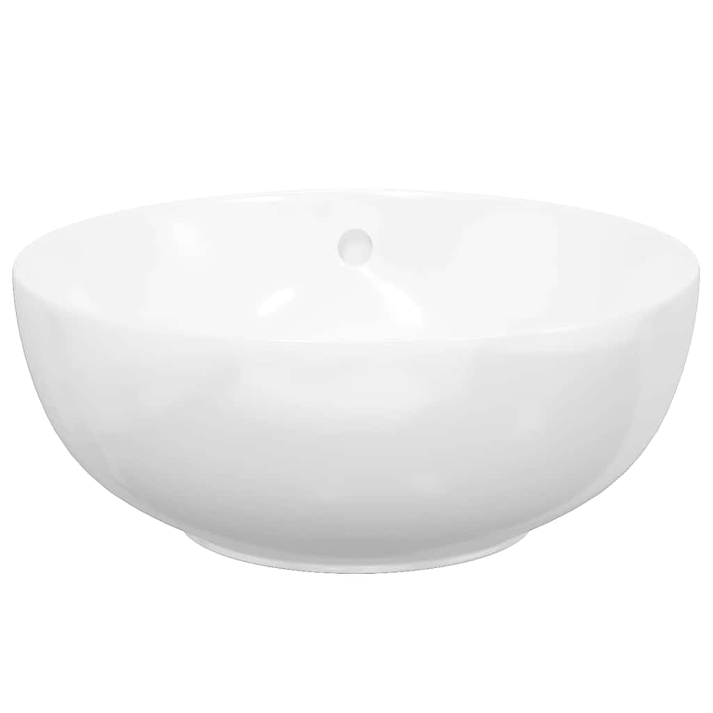 Lavabo redondo de cerámica blanca de 44 x 17 cm, con rebosadero, para cuarto de baño, huéspedes, inodoro, sanitario, lavabo, lavabo, montaje, renovación