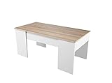 Las medidas de la mesa cerrada: 100 cm (ancho) x 50 cm (fondo) x 45 cm (alto); medidas mesa elevada: 100 cm (ancho) x 50 cm (fondo) x 56 cm (alto) ; las guías metálicas te permitirán accionar de manera sencilla, la elevación de la mesa.