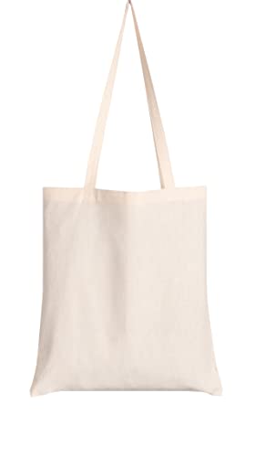 Darido Tote Bag - 100% coton - 35 CM x 32 CM - Sac en tissu - Poignées longues - Sac bandoulière - Fait main, Beige Cover