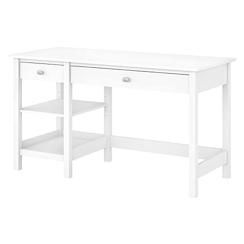 Bush Furniture Broadview Computer Desk with Shelves, Pure White (BDD154WH-03)