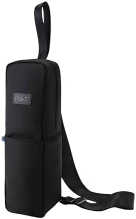 PackIt Freezable Wine Carrier, Black, with Adjustable Removable C...
