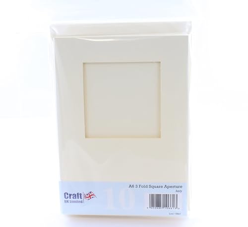 Tarjetas de apertura cuadrada A6 de 3 pliegues con sobres en color marfil