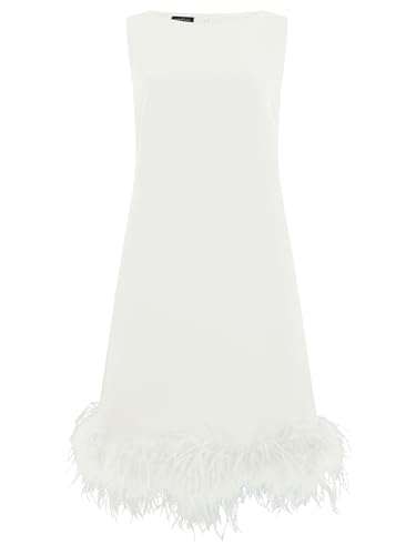 Robe avec plumes pour femme en tissu premium et finitions couture