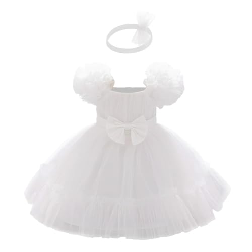 Lito Angels Vestito da Cerimonia Principessa in Tulle per Bimba con Fiocco e Cerchietto, Abito Elegante per Battesimo...