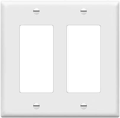 ENERLITES Decorator Light Switch or Receptacle Outlet Wall Plate, Gloss Finish, Size 2-Gang 4.50" x 4.57", Unbreakable Polycarbonate Thermoplastic, UL Listed, 8832-W, White