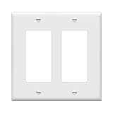 ENERLITES Decorator Light Switch or Receptacle Outlet Wall Plate, Gloss Finish, Size 2-Gang 4.50' x 4.57', Unbreakable Polycarbonate Thermoplastic, UL Listed, 8832-W, White