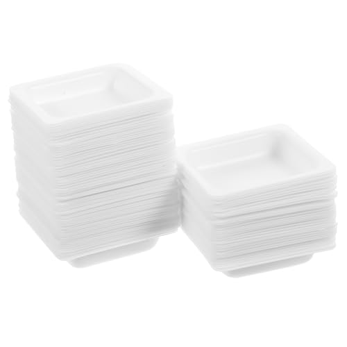 CIYODO 100pcs Weighing Dish Measuring Weigh Boats Weighing Tray Chemistry Weigh Boats Weighing Pans Scale Tray Lab Dish Dry Powder Containers Surface Plate Weighing Plate White Plastic