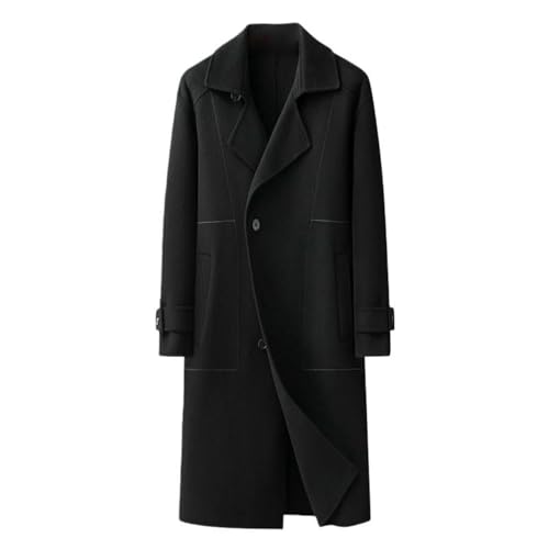 Trench long en laine contre le froid hivernal style double boutonnage