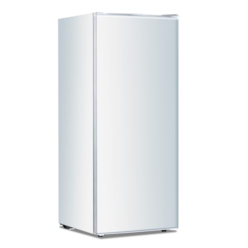 Kismile Upright Freezer, 6.0 Cu.ft Deep Freezer with Reversible Single Door,Removable Shelves, Small Stand Up Freezer with Adjustable Thermostat for Home/Kitchen/Office/Garage (White)