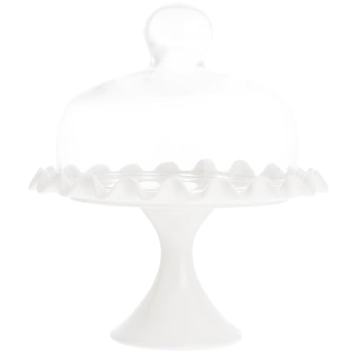 Soporte para pastel con cúpula de vidrio y encaje elegante para eventos