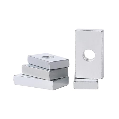 Tuerca de mano Tuercas cuadradas de acero al carbono galvanizado, tuercas rectangulares, tuercas deslizantes delgadas, accesorio de perfil de aluminio, M3, M4, M5, M6 y M8, 5-50 unidades(M4x13x20x3.5m