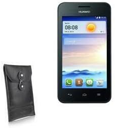 BoxWave Case for Huawei Ascend Y330 (Case by BoxWave) - Nero Leather Envelope, Leather Wallet Style Flip Cover for Huawei Ascend Y330