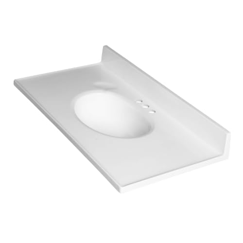 Image of Fine Fixtures Cultured Marble Composite Bathroom Sink Top - Fits Standard 36 inch Vanity | Elegant and Durable Bathroom Sinks for Modern Homes - Upgrade Your Space - Perfect for Any Bathroom Design